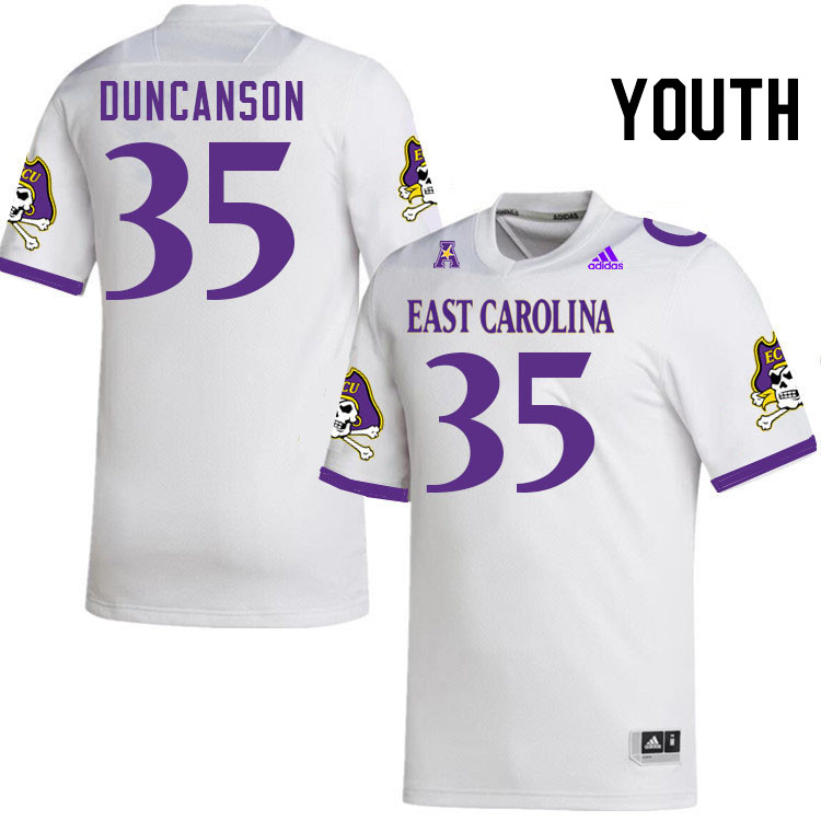 Youth #35 Ayden Duncanson ECU Pirates College Football Jerseys Stitched-White